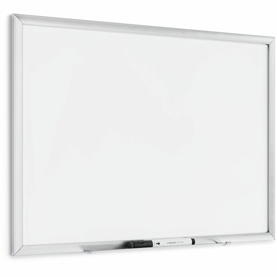 U Brands Magnetic Dry-Erase Board - 24" (2 ft) Width x 18" (1.5 ft) Height - White Painted Steel Surface - Silver Aluminum Frame - Rectangle - Horizontal/Vertical - Magnetic - 1 Each