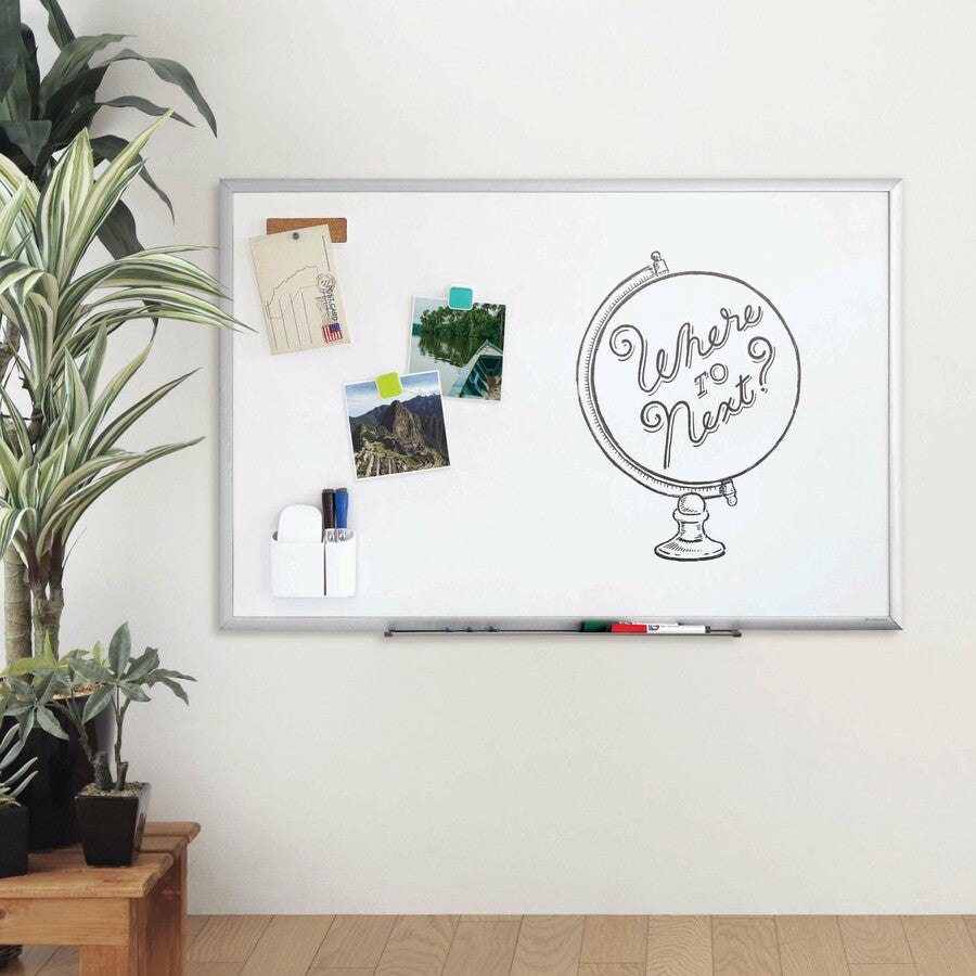 U Brands Magnetic Dry-Erase Board - 24" (2 ft) Width x 18" (1.5 ft) Height - White Painted Steel Surface - Silver Aluminum Frame - Rectangle - Horizontal/Vertical - Magnetic - 1 Each