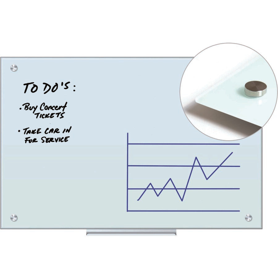 23" (1.9 ft) Width x 35" (2.9 ft) Height - Frosted White Tempered Glass Surface - Rectangle - Horizontal/Vertical - Magnetic - 1 Each
