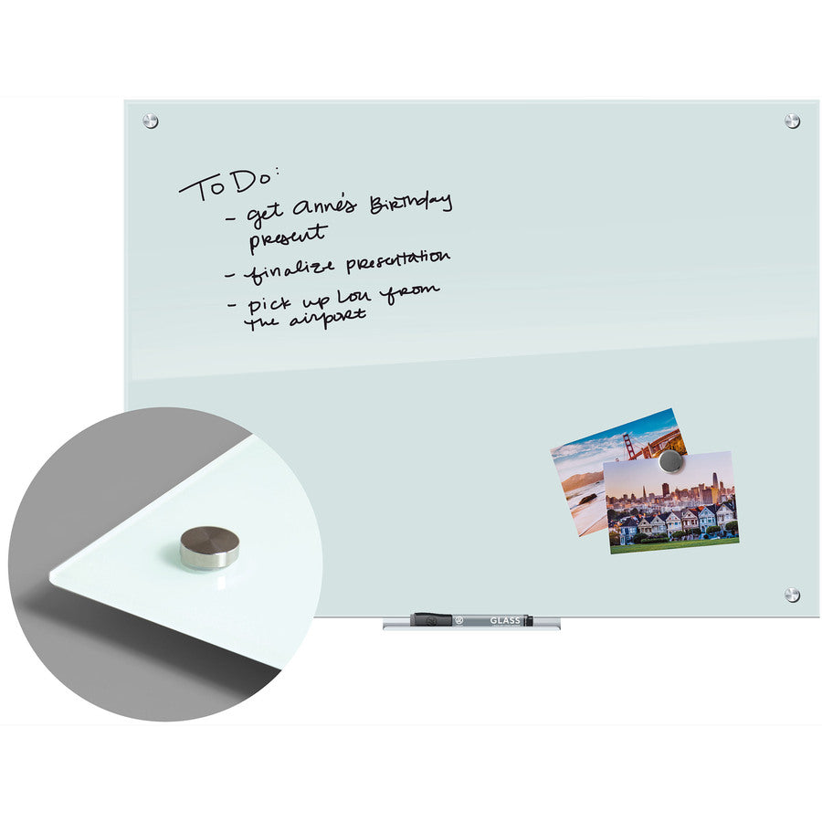 23" (1.9 ft) Width x 35" (2.9 ft) Height - Frosted White Tempered Glass Surface - Rectangle - Horizontal/Vertical - Magnetic - 1 Each