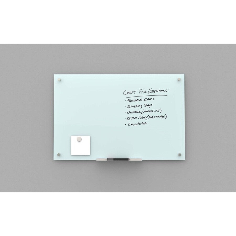 U Brands Magnetic Glass Frameless Dry-Erase Board - 48" (4 ft) Width x 36" (3 ft) Height - Frosted White Tempered Glass Surface - Rectangle - Horizontal/Vertical - Magnetic - 1 Each