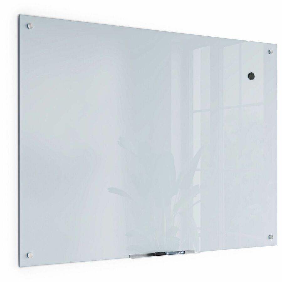 U Brands Magnetic Glass Frameless Dry-Erase Board - 48" (4 ft) Width x 36" (3 ft) Height - Frosted White Tempered Glass Surface - Rectangle - Horizontal/Vertical - Magnetic - 1 Each