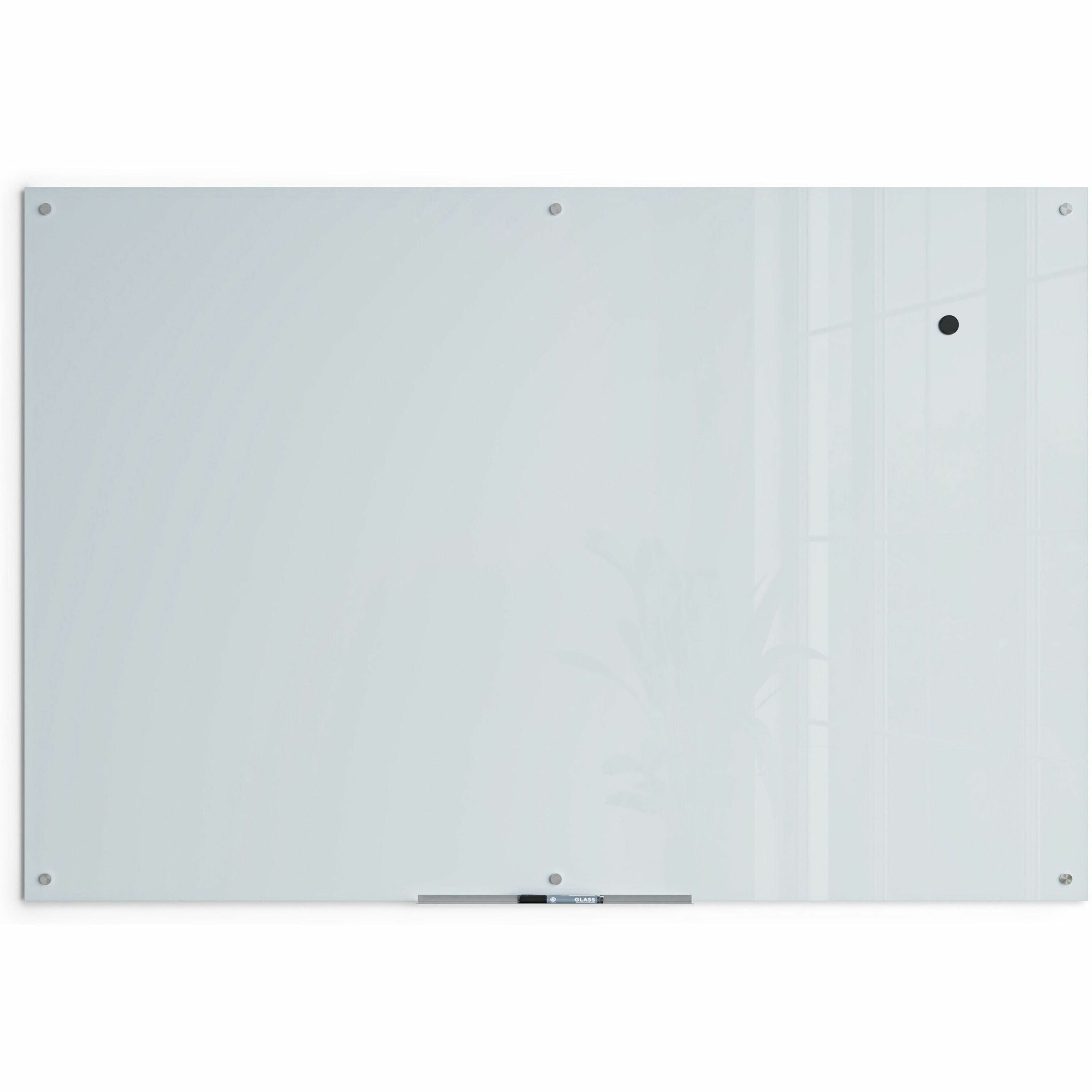 U Brands Magnetic Glass Frameless Dry-Erase Board - 72" (6 ft) Width x 48" (4 ft) Height - Frosted White Tempered Glass Surface - Rectangle - Horizontal/Vertical - Magnetic - 1 Each