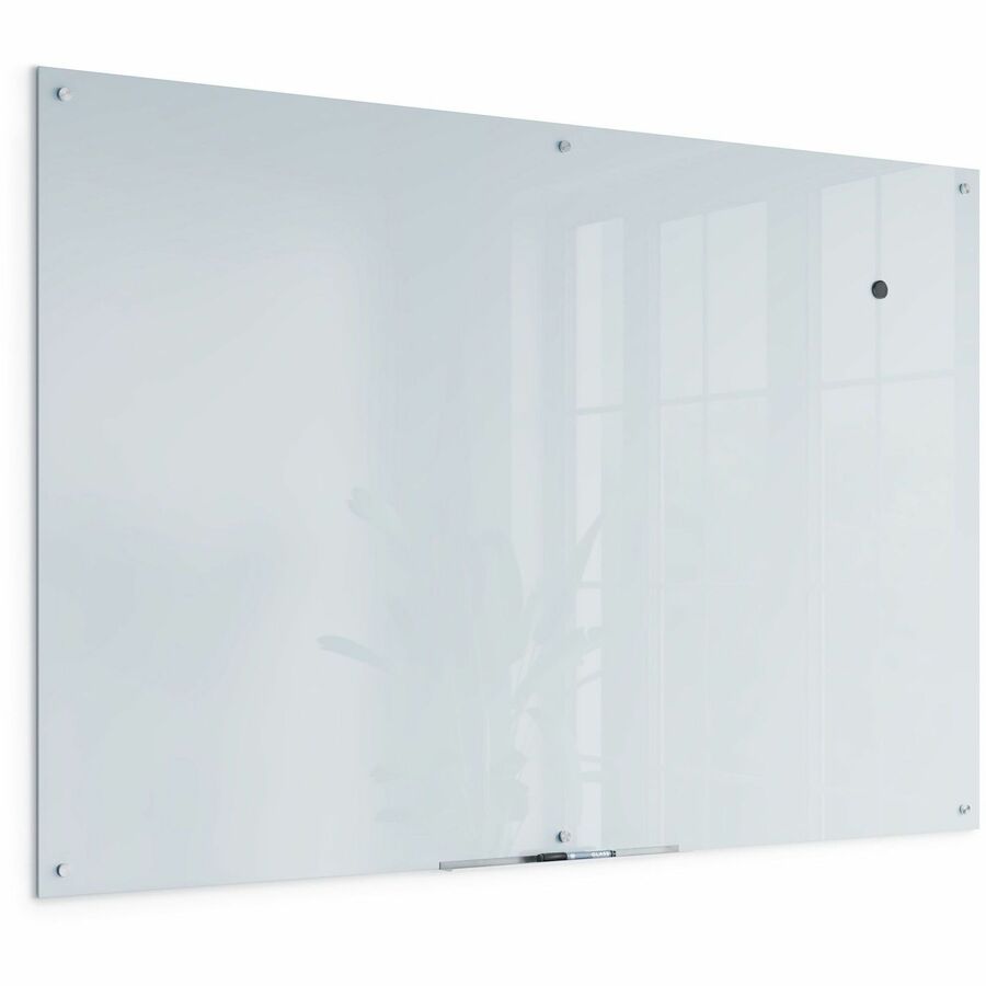 U Brands Magnetic Glass Frameless Dry-Erase Board - 72" (6 ft) Width x 48" (4 ft) Height - Frosted White Tempered Glass Surface - Rectangle - Horizontal/Vertical - Magnetic - 1 Each