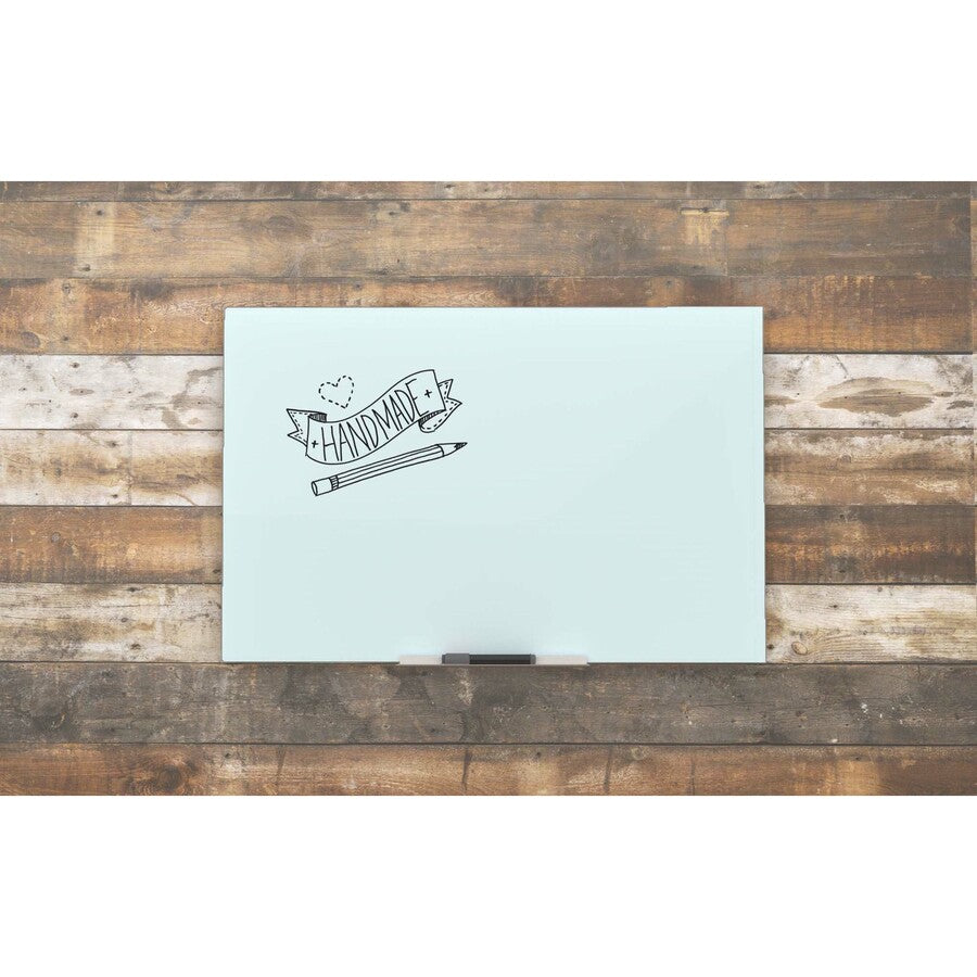 U Brands Floating Non-Magnetic Glass Frameless Dry-Erase Board - 72" (6 ft) Width x 48" (4 ft) Height - Frosted White Tempered Glass Surface - Rectangle - Horizontal/Vertical - 1 Each