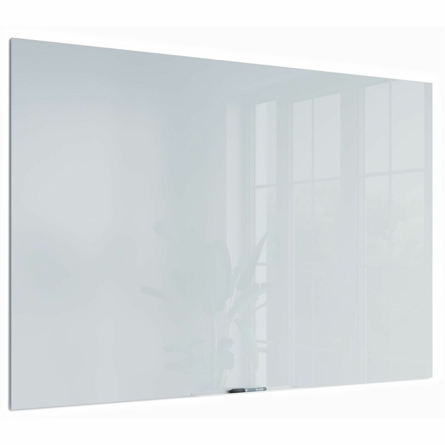 U Brands Floating Non-Magnetic Glass Frameless Dry-Erase Board - 72" (6 ft) Width x 48" (4 ft) Height - Frosted White Tempered Glass Surface - Rectangle - Horizontal/Vertical - 1 Each