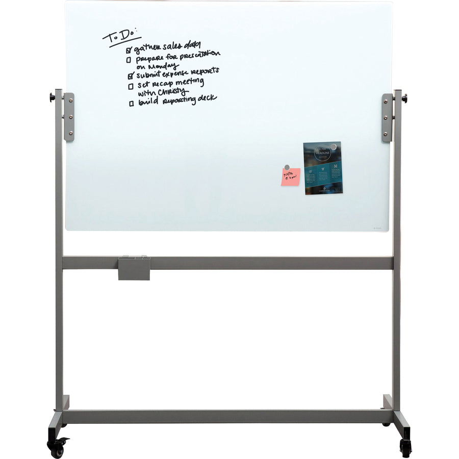 U Brands Magnetic Glass Dry-Erase Board Rolling Easel