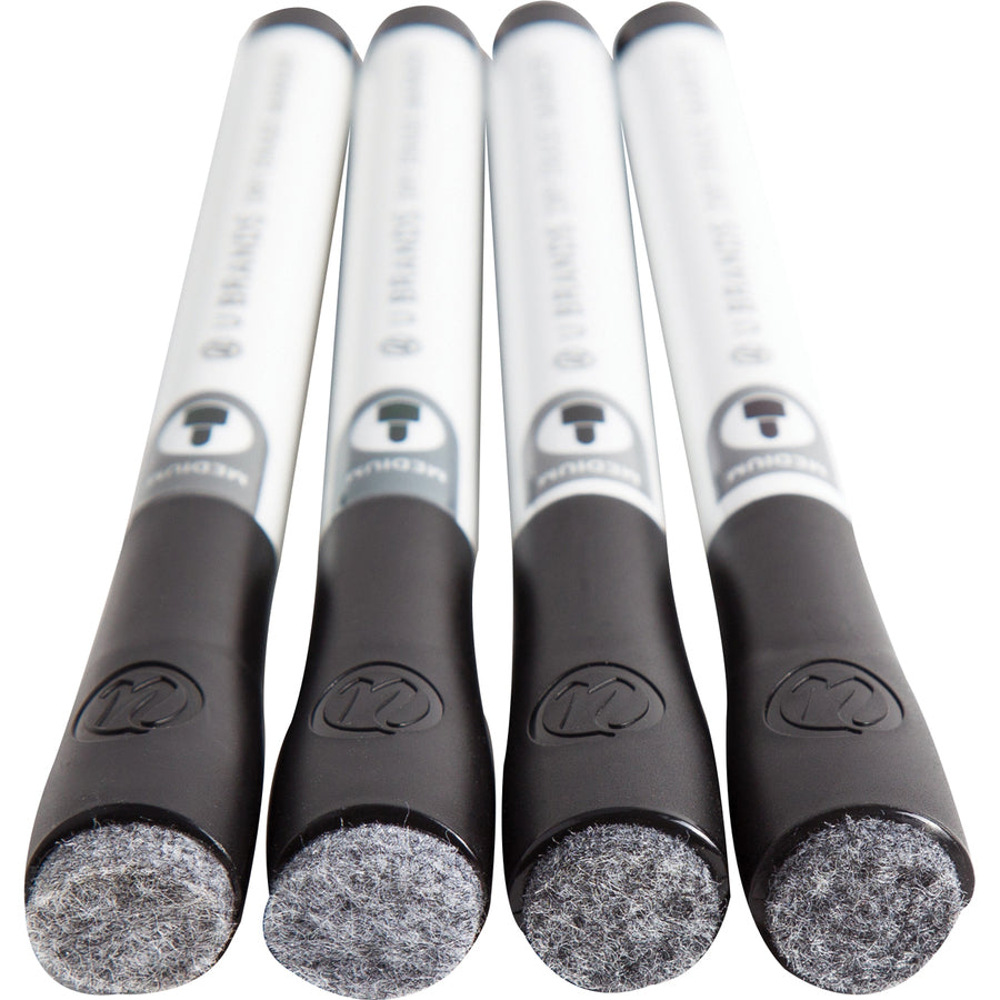 U Brands Dry Erase Marker - Medium Tapered Marker Point - Erasable - Black Ink - White Plastic Barrel - 12 / Pack