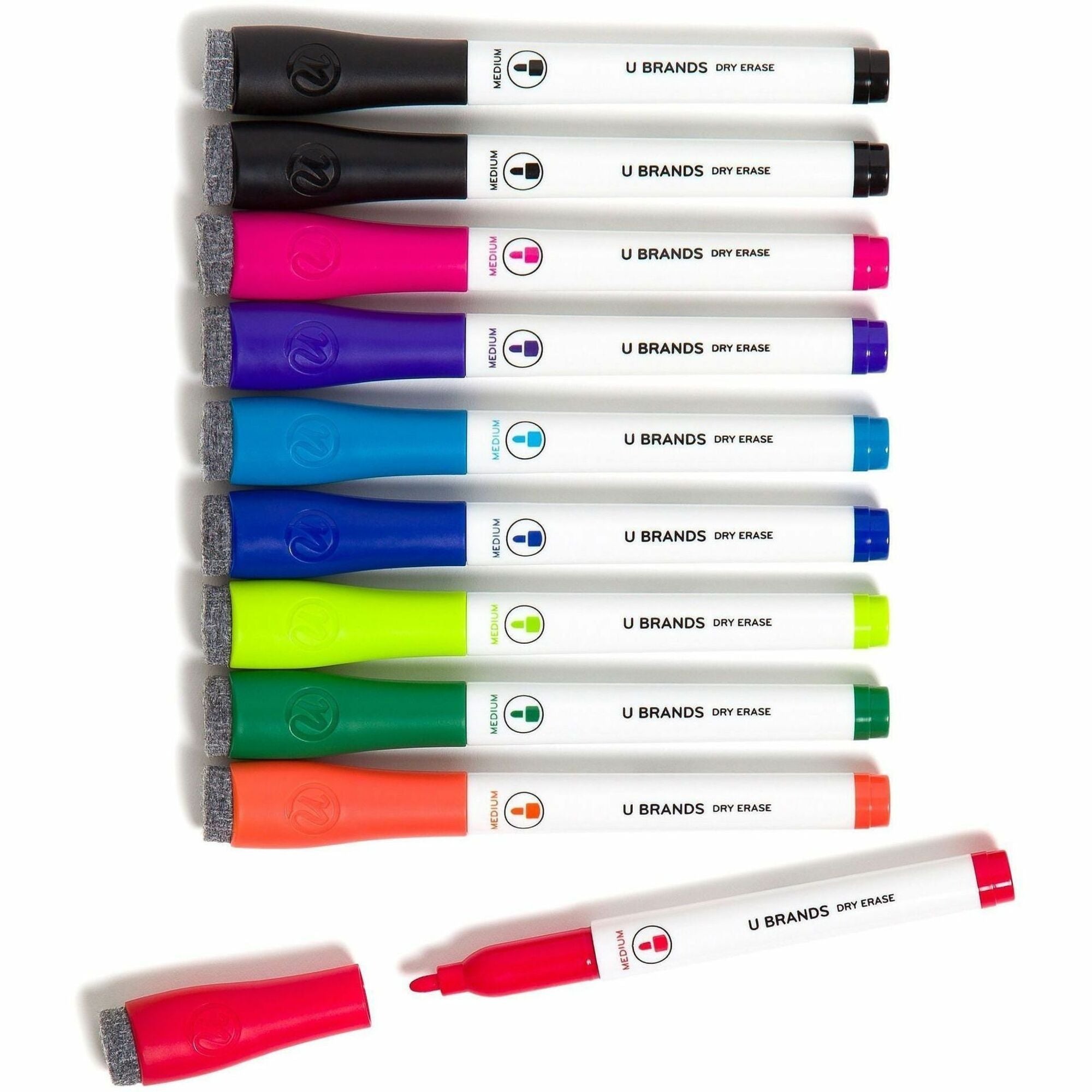 Medium Marker Point - Erasable - Assorted Ink - White Plastic Barrel - 10 / Pack