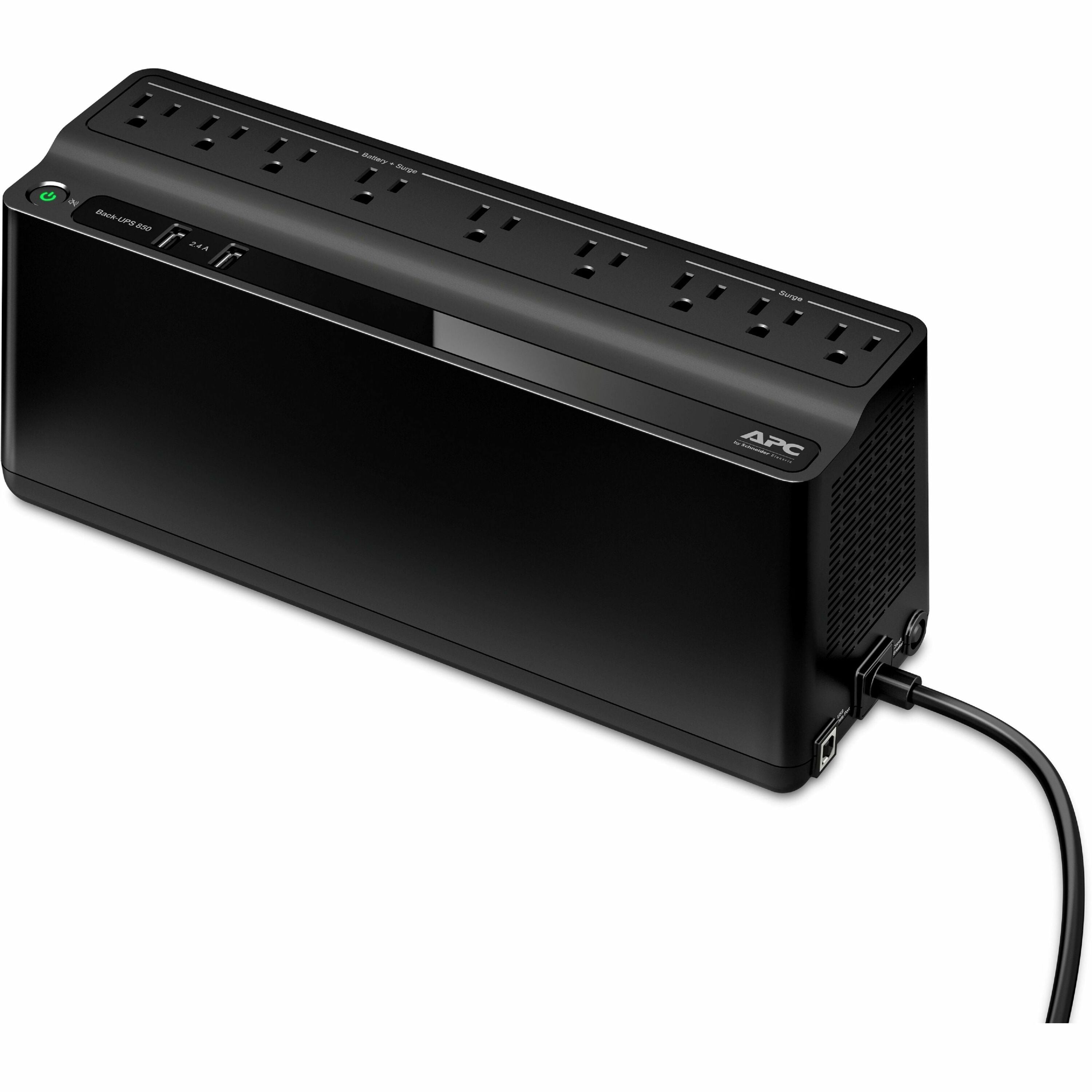Tower - 8 Hour Recharge - 2 Minute Stand-by - 120 V Input - 120 V AC Output - Single Phase - Stepped Approximated Sine Wave - 6 x NEMA 5-15R, 3 x NEMA 5-15R Surge Receptacle(s) - 9 x Battery/Surge Outlet - USB