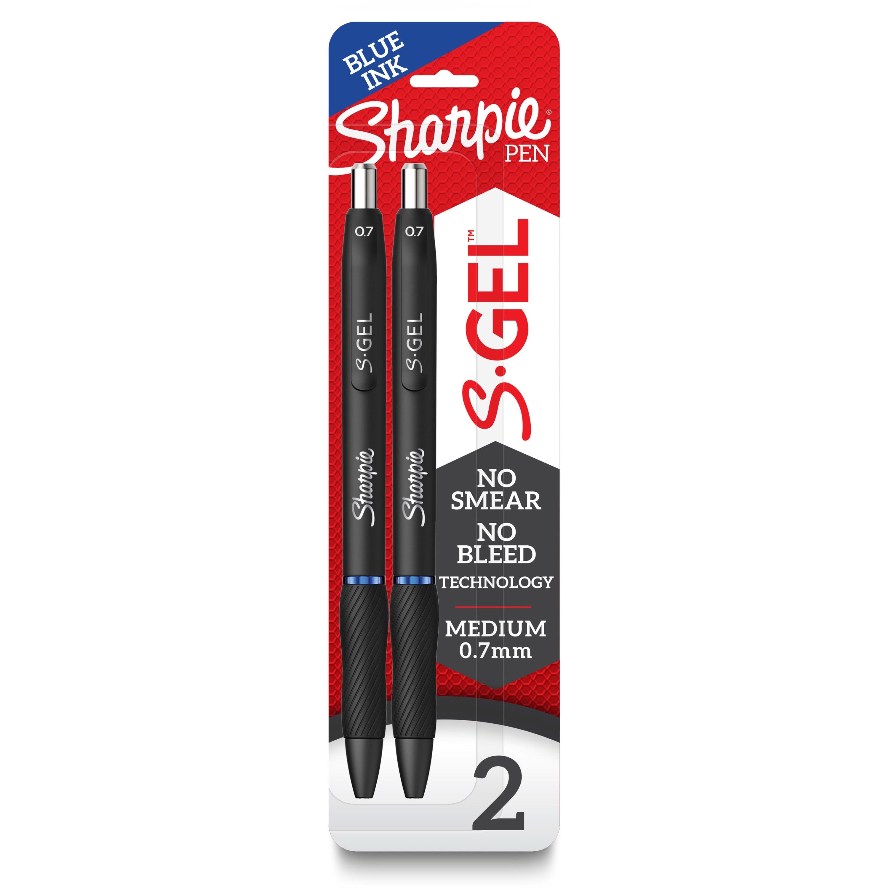 Sharpie S-Gel Pens - 0.7 mm Pen Point - Blue Ink - Gel-based - Black Barrel - 2 / Pack