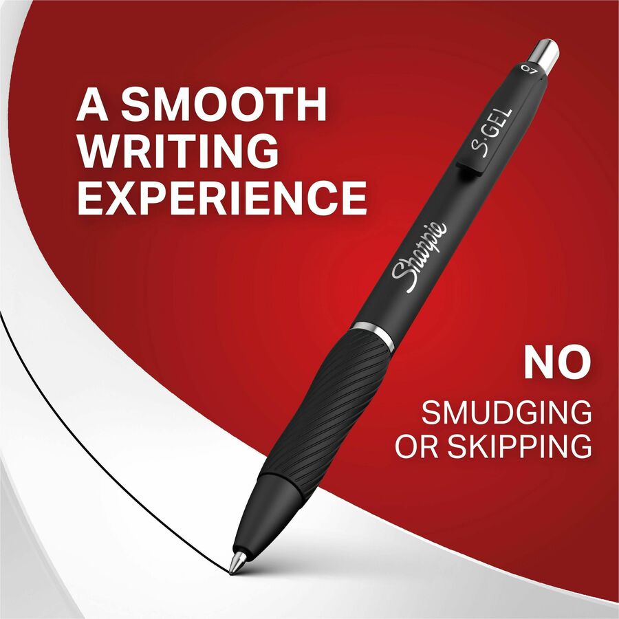 0.7 mm Medium Pen Point - Refillable - Retractable - Black Ink - Gel-based - Black Barrel - 36 / Box