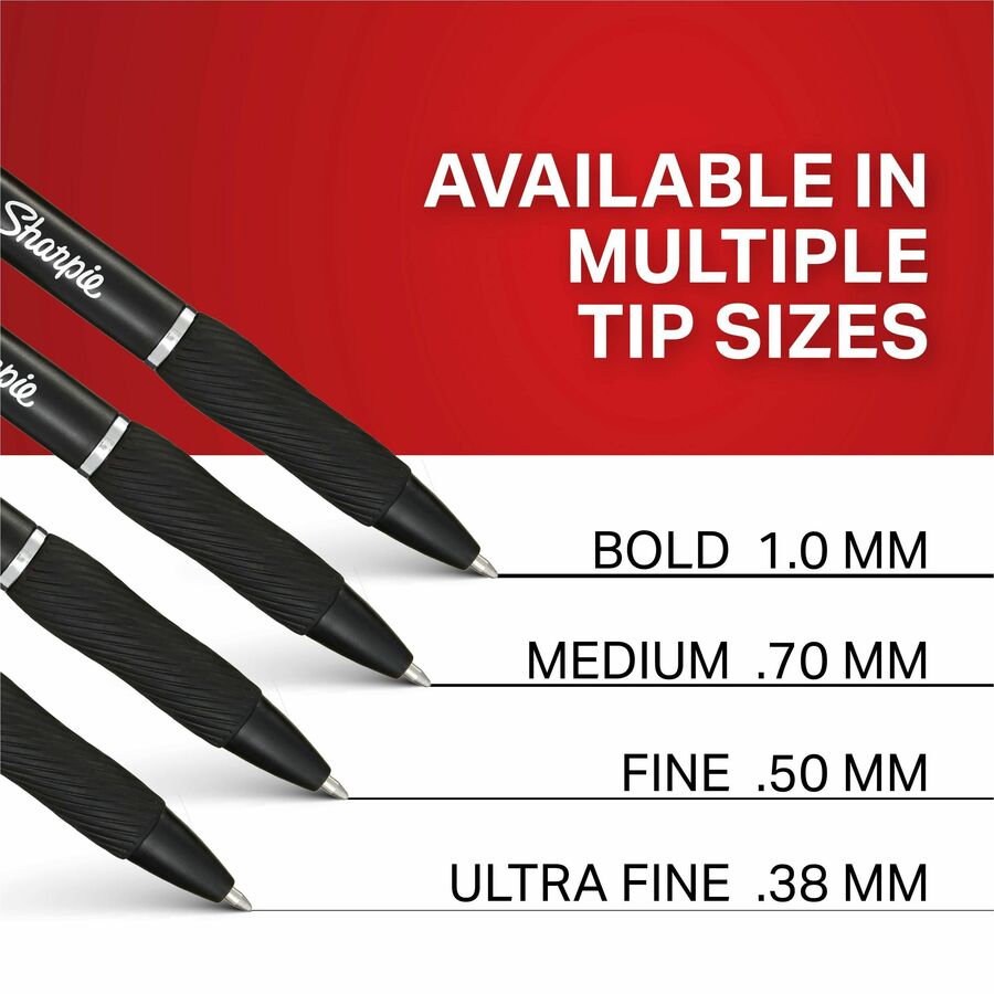 0.7 mm Medium Pen Point - Refillable - Retractable - Black Ink - Gel-based - Black Barrel - 36 / Box
