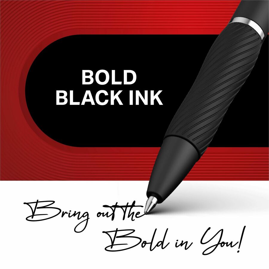 0.7 mm Medium Pen Point - Refillable - Retractable - Black Ink - Gel-based - Black Barrel - 36 / Box