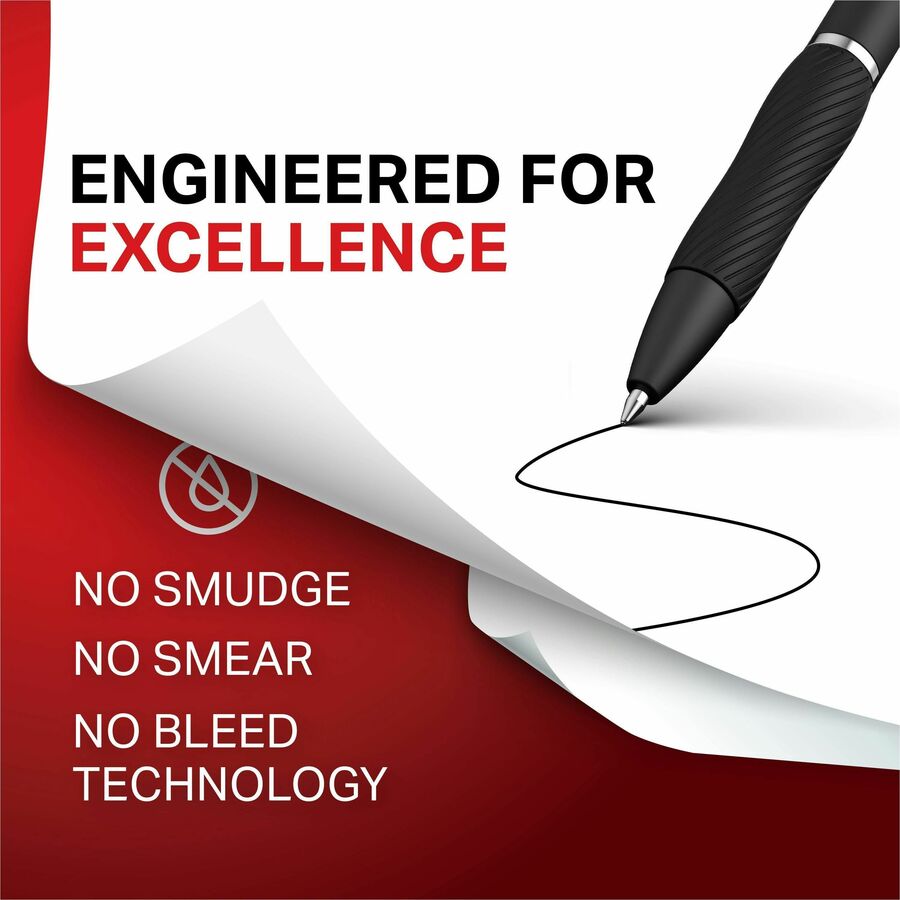 0.7 mm Medium Pen Point - Refillable - Retractable - Black Ink - Gel-based - Black Barrel - 36 / Box