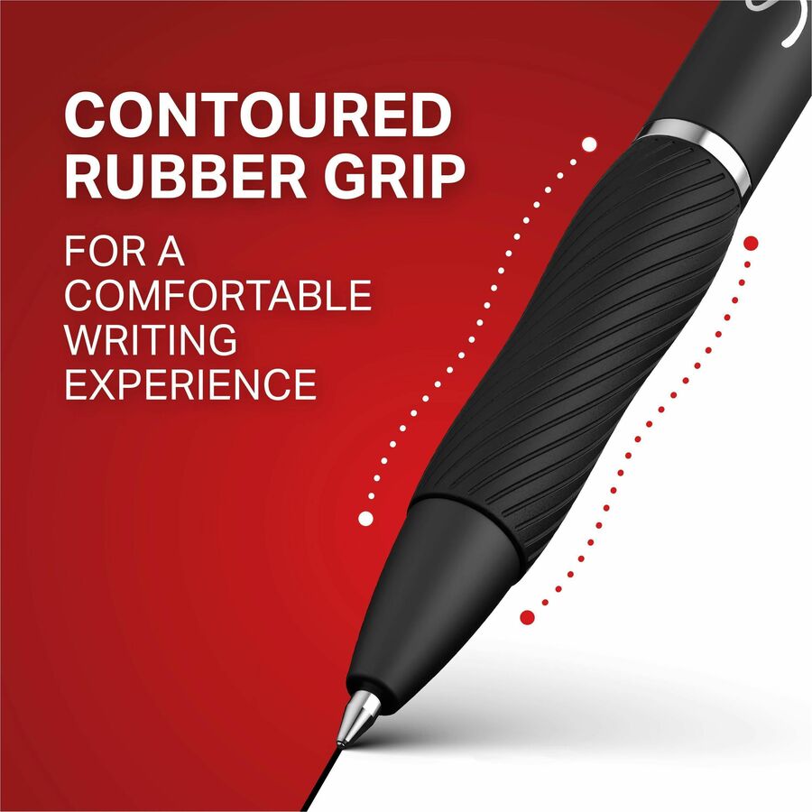 0.7 mm Medium Pen Point - Refillable - Retractable - Black Ink - Gel-based - Black Barrel - 36 / Box