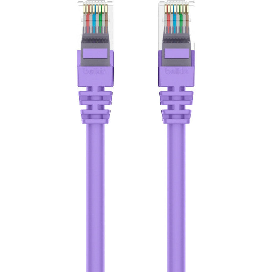 Belkin RJ45 Category 6 Snagless Patch Cable, 12 ft, 1 Each, Purple, Gold-Plated Connectors, 24 AWG