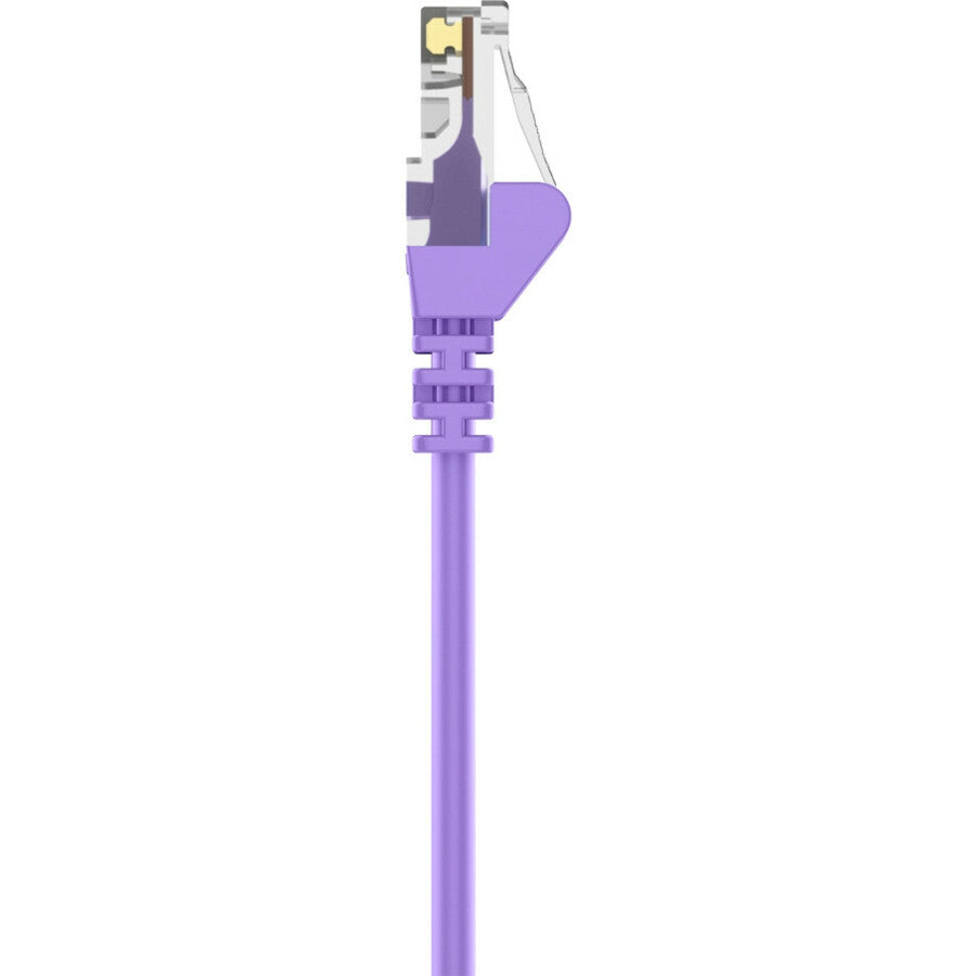 Belkin RJ45 Category 6 Snagless Patch Cable, 12 ft, 1 Each, Purple, Gold-Plated Connectors, 24 AWG