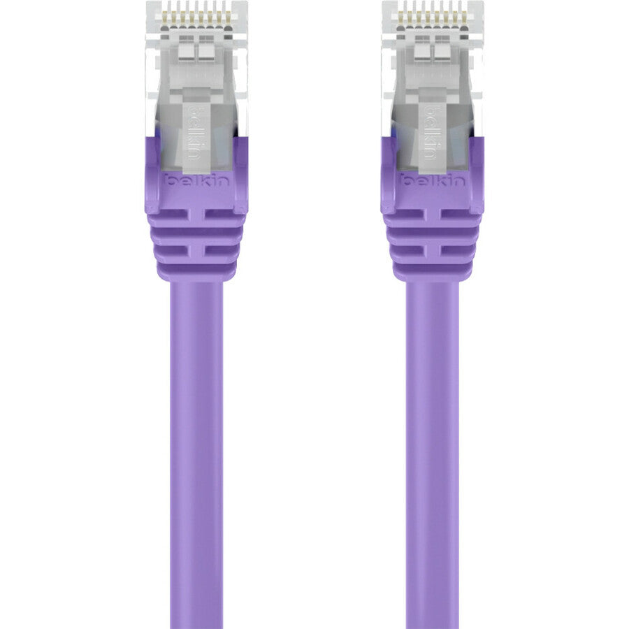 Belkin RJ45 Category 6 Snagless Patch Cable, 12 ft, 1 Each, Purple, Gold-Plated Connectors, 24 AWG
