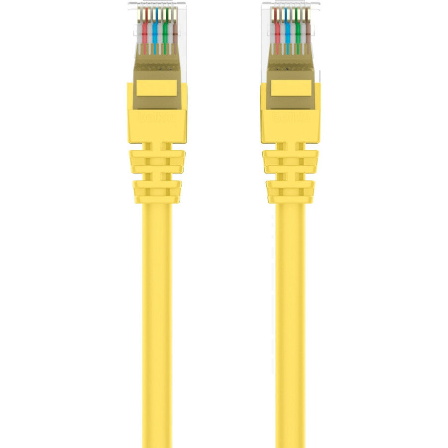 Belkin RJ45 Category 6 Snagless Patch Cable, 12 ft, Gold-Plated Connectors, 24 AWG, Yellow, 1 Each