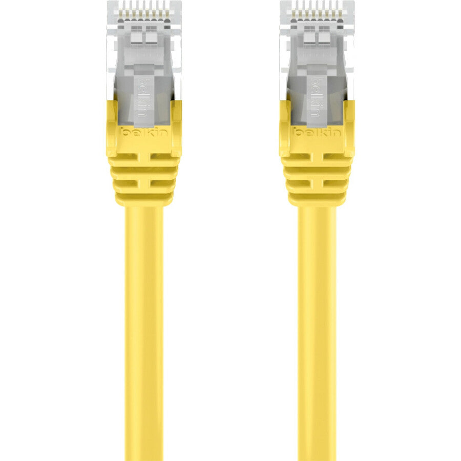 Belkin RJ45 Category 6 Snagless Patch Cable, 12 ft, Gold-Plated Connectors, 24 AWG, Yellow, 1 Each