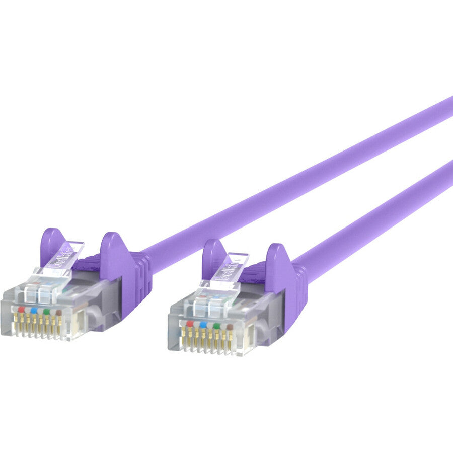 Belkin RJ45 Category 6 Snagless Patch Cable, 15 ft, Gold-Plated Connectors, 24 AWG, Purple, 1 Each