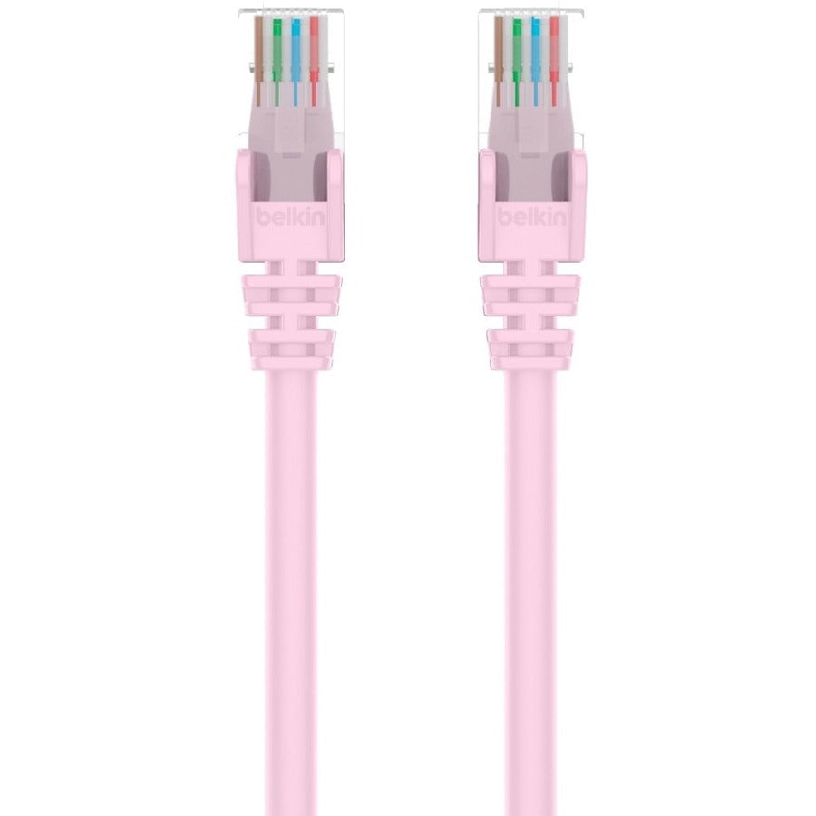 Belkin RJ45 Category 6 Snagless Patch Cable, 75 ft, Pink, Gold-Plated Connectors, 24 AWG, 1 Each