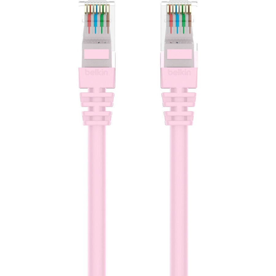 Belkin RJ45 Category 6 Snagless Patch Cable, 75 ft, Pink, Gold-Plated Connectors, 24 AWG, 1 Each