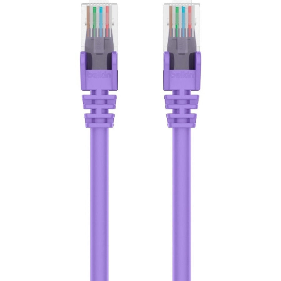 Belkin RJ45 Category 6 Snagless Patch Cable, 75 ft, Purple, Gold-Plated Connectors, 24 AWG, 1 Gbit/s, 1 Each