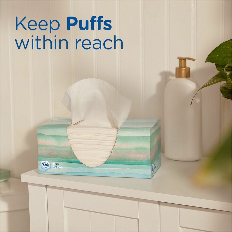 Puffs Plus Lotion Facial Tissue - 2 Ply - 8.20" Width x 8.40" Length - White - 124/Box - 6 / Pack