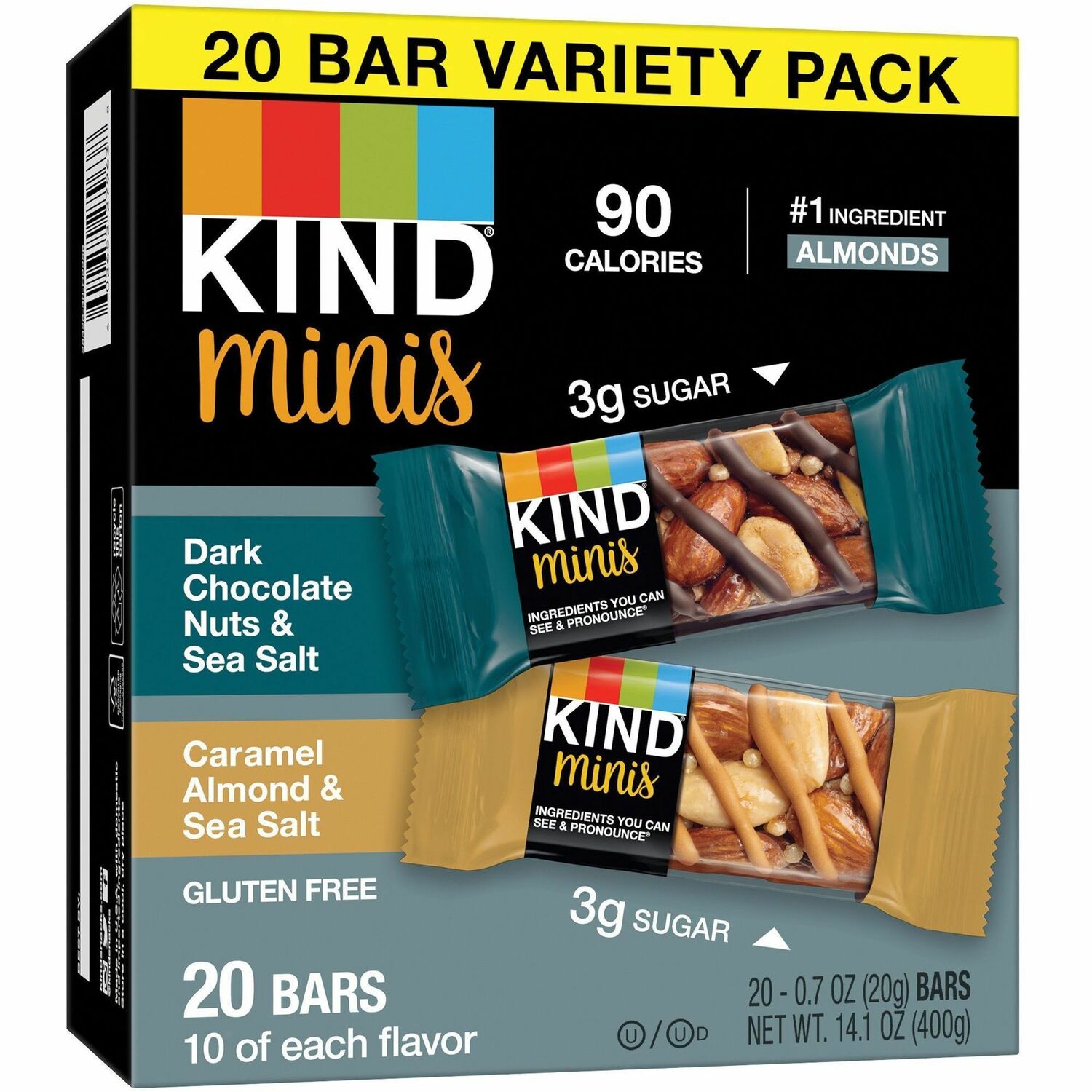 Cholesterol-free, Gluten-free, Low Glycemic, Trans Fat Free, Low Sugar, Low Sodium - Dark Chocolate Nuts and Sea Salt, Caramel Almond and Sea Salt - 1.03 lb - 20 / Pack