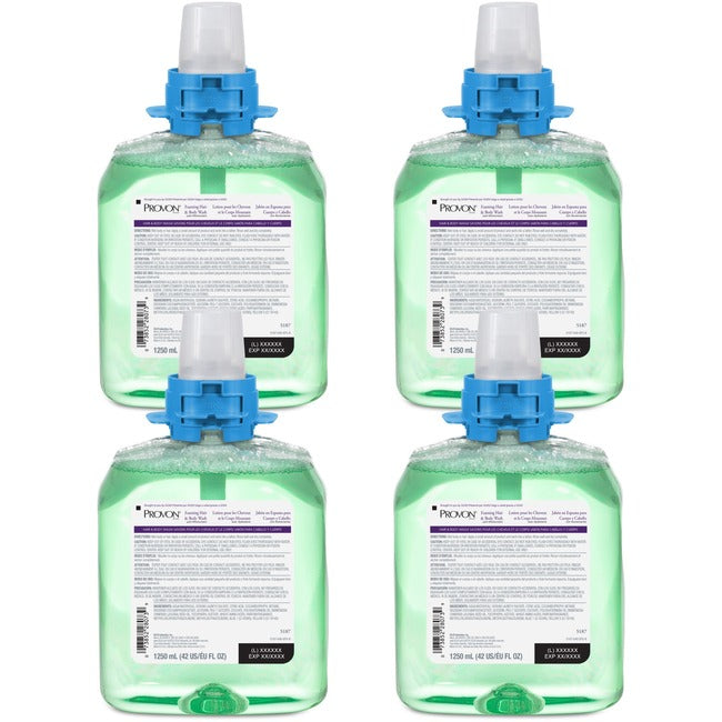 Cucumber Melon Scent - 42.3 fl oz (1250 mL) - Kill Germs - Hair, Body - Green - Moisturizing - Rich Lather - 4 / Carton