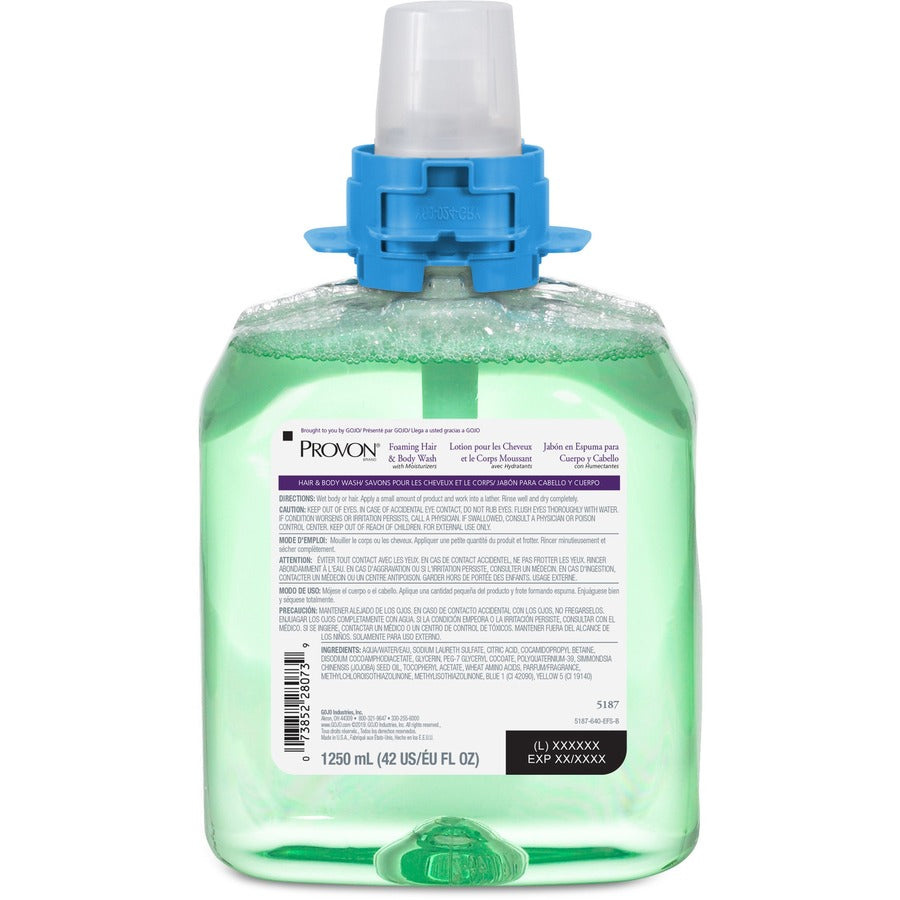 Cucumber Melon Scent - 42.3 fl oz (1250 mL) - Kill Germs - Hair, Body - Green - Moisturizing - Rich Lather - 4 / Carton