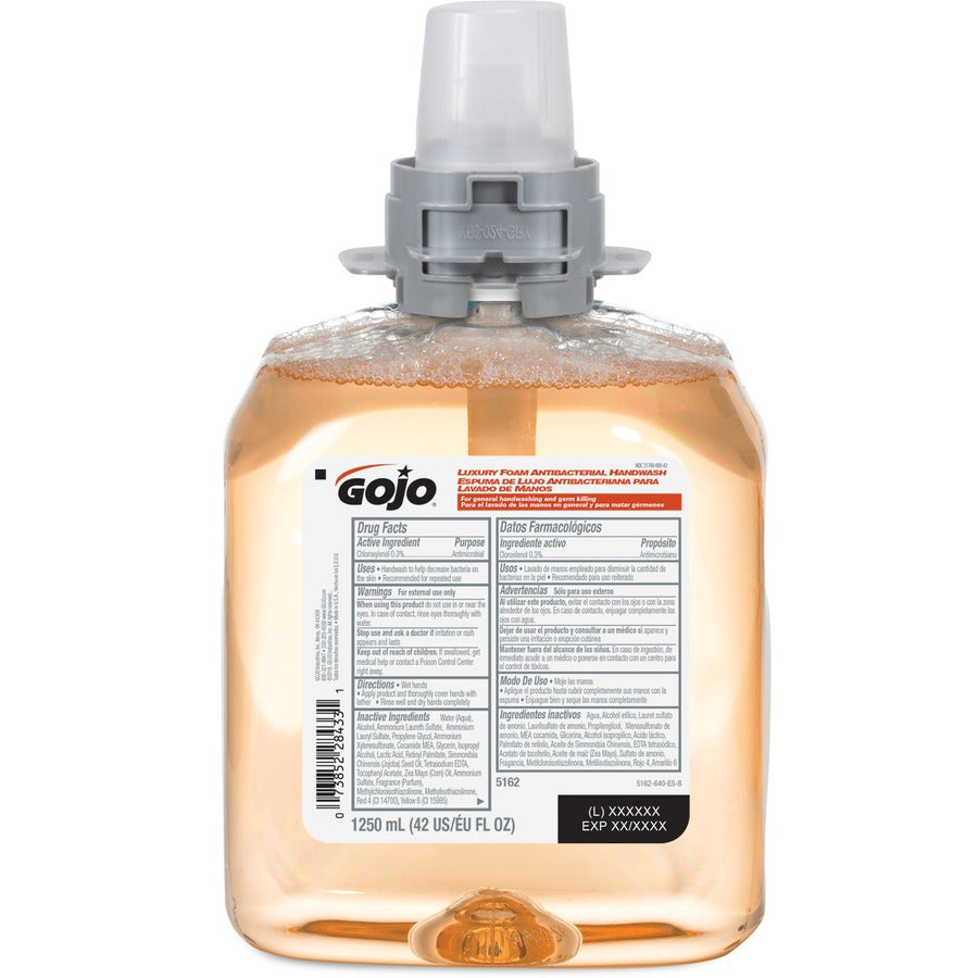 Gojo&reg; FMX-12 Refill Foam Antibacterial Handwash - Fresh Fruit Scent - 1.32 quart - Bacteria Remover - Hand - Antibacterial - Amber - Triclosan-free - 1 Each
