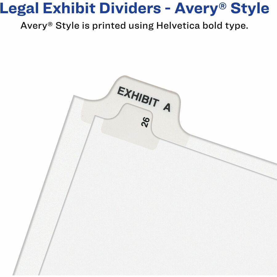 Avery Standard Collated Legal Dividers, 25 Dividers per Set, Side Tabs 201-225, Letter Size, White, Rip Proof, Reinforced, Pre-printed, Double-sided, Unpunched, 8.5" x 11", 1 Set