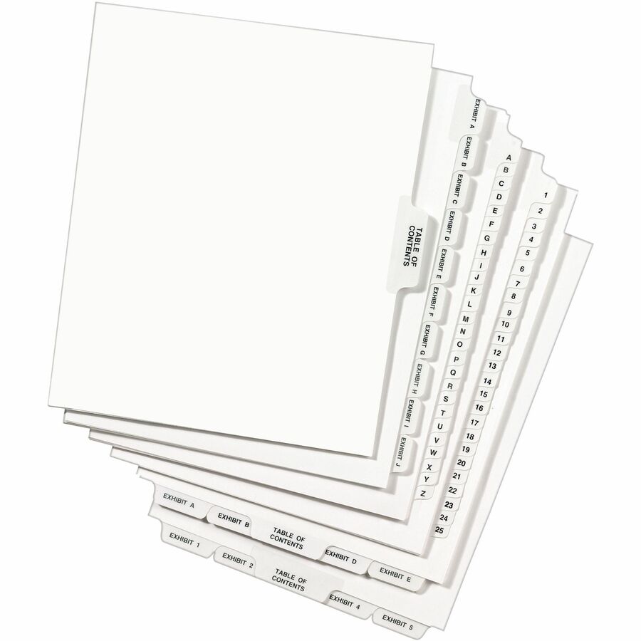 Avery Standard Collated Legal Dividers, 25 Dividers per Set, Side Tabs 201-225, Letter Size, White, Rip Proof, Reinforced, Pre-printed, Double-sided, Unpunched, 8.5" x 11", 1 Set