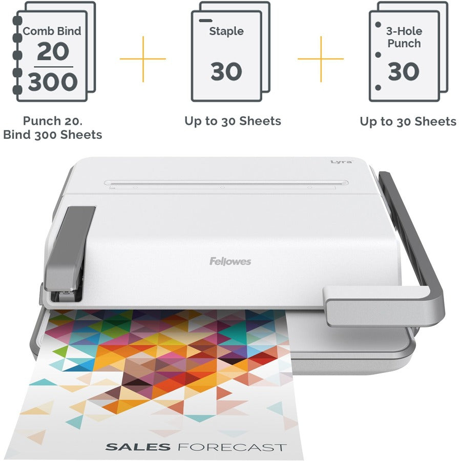 CombBind - 300 Sheet(s) Bind - 30 Punch - 6" Height x 16.6" Width x 15.6" Depth - White, Gray