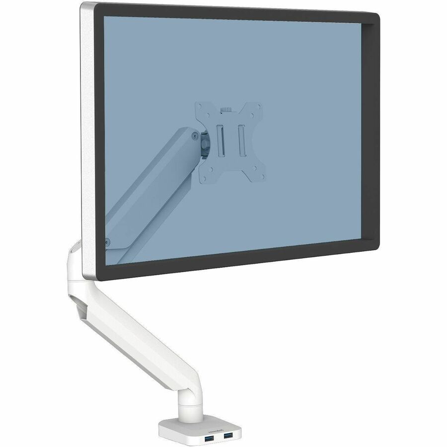 Fellowes Platinum Mounting Arm for Monitor - White - Height Adjustable - 1 Display(s) Supported - 32" to 40" Screen Support - 17.64 lb Load Capacity - 75 x 75, 100 x 100 - VESA Mount Compatible - 1 Each