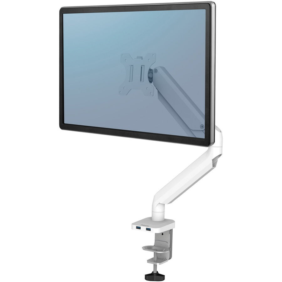 Fellowes Platinum Mounting Arm for Monitor - White - Height Adjustable - 1 Display(s) Supported - 32" to 40" Screen Support - 17.64 lb Load Capacity - 75 x 75, 100 x 100 - VESA Mount Compatible - 1 Each