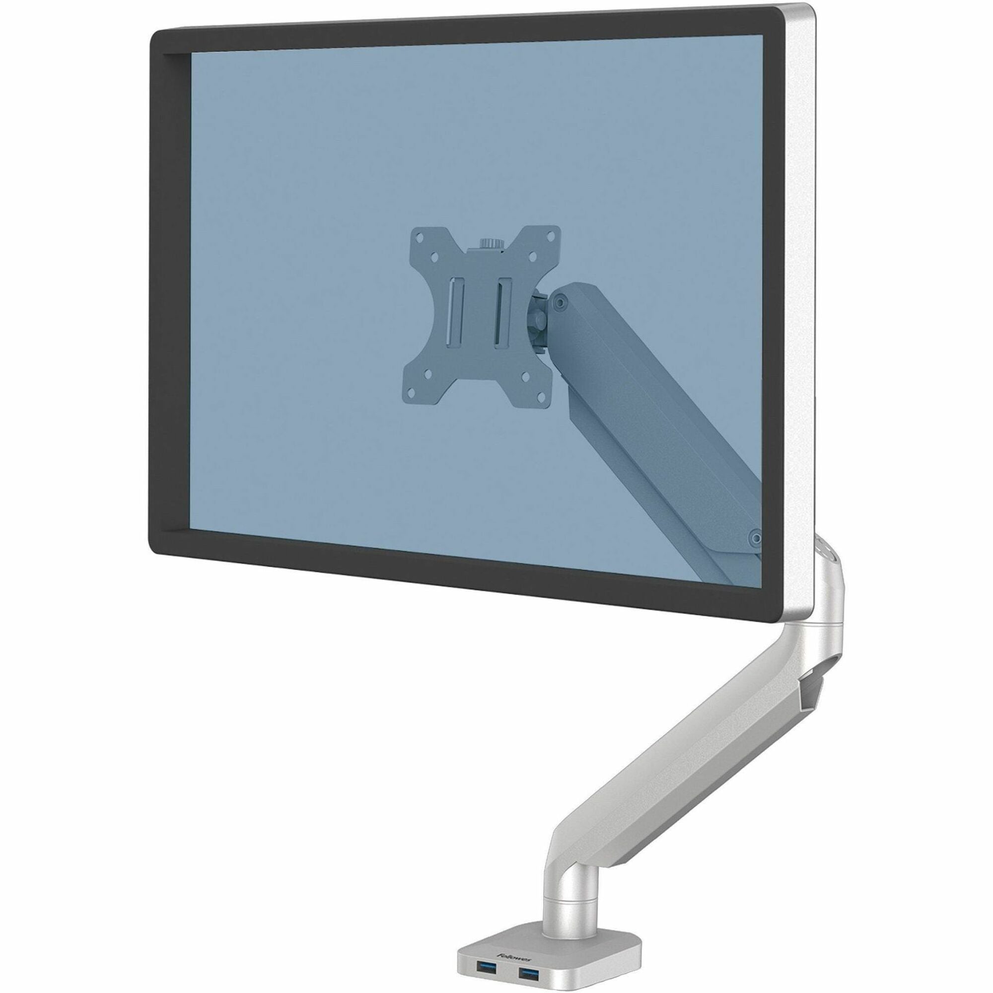 Fellowes Platinum Mounting Arm for Monitor - Silver - 1 Display(s) Supported - 27" Screen Support - 20 lb Load Capacity - 1 Each