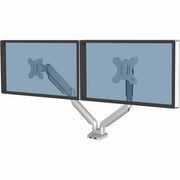 Fellowes Platinum Mounting Arm for Monitor - Silver - 2 Display(s) Supported - 27" Screen Support - 40 lb Load Capacity - 1 Each