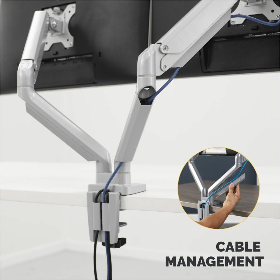 Fellowes Platinum Mounting Arm for Monitor - Silver - 2 Display(s) Supported - 27" Screen Support - 40 lb Load Capacity - 1 Each