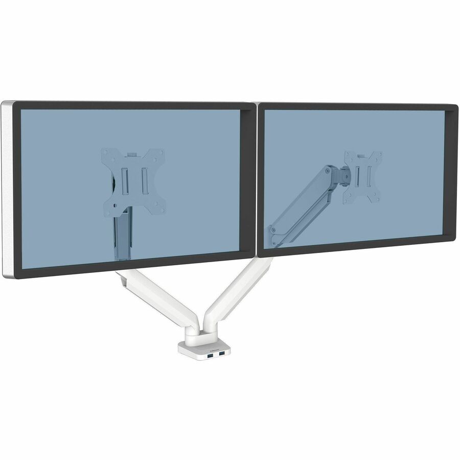 Fellowes Platinum Mounting Arm for Monitor - White - Height Adjustable - 2 Display(s) Supported - 32" to 40" Screen Support - 35.27 lb Load Capacity - 75 x 75, 100 x 100 - VESA Mount Compatible - 1 Each