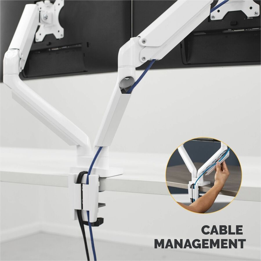 Fellowes Platinum Mounting Arm for Monitor - White - Height Adjustable - 2 Display(s) Supported - 32" to 40" Screen Support - 35.27 lb Load Capacity - 75 x 75, 100 x 100 - VESA Mount Compatible - 1 Each