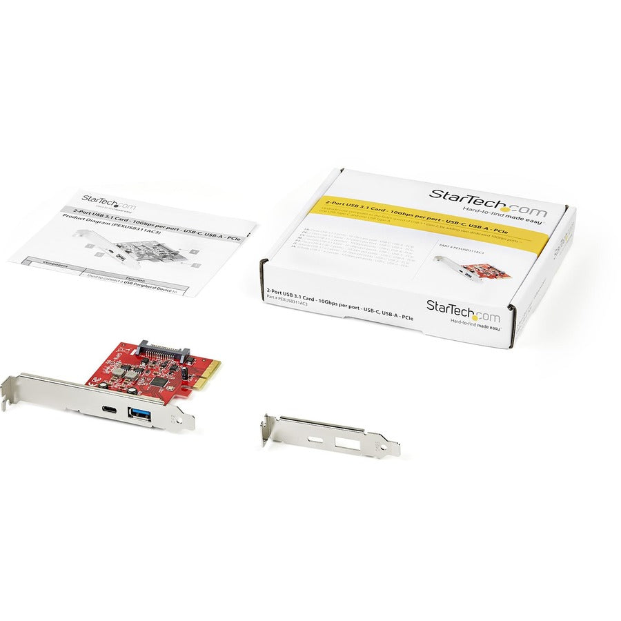 StarTech.com USB Adapter - PCI Express x4 - Plug-in Card - 2 USB Port(s) - 1 SATA Port(s) - UASP Support - PC, Mac, Linux