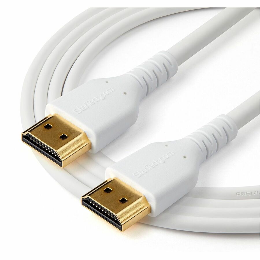 StarTech.com 1 Each 1m (3.28 ft) Premium High Speed HDMI Cable with Ethernet, 4K 60Hz, HDMI 2.0 Male/Male, 18Gbps, Gold Plated, Shielded, White, 34 AWG