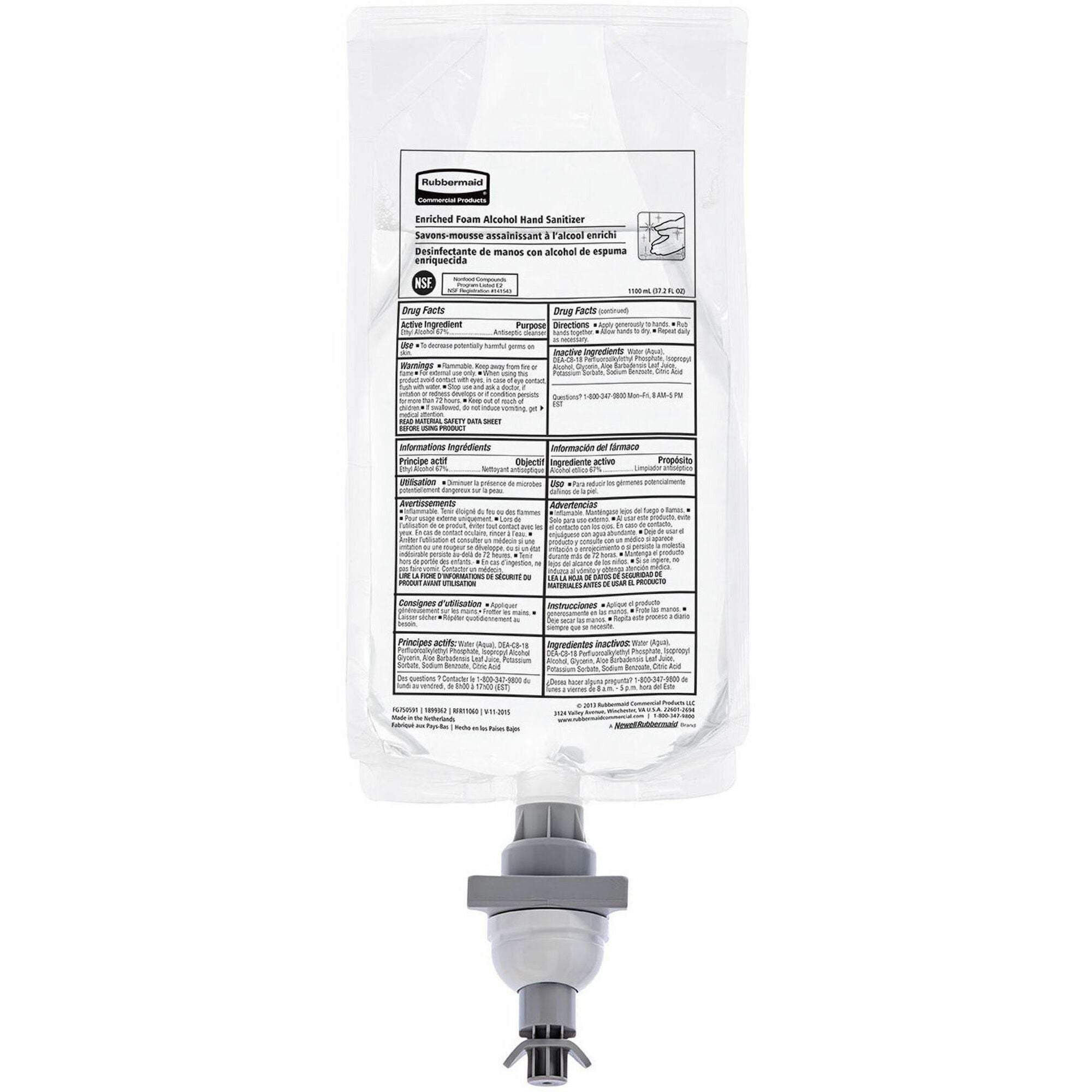 Fragrance-free Scent - 1.16 quart - Kill Germs - Hand - White Clear - Dye-free, Hygienic - 4 / Carton