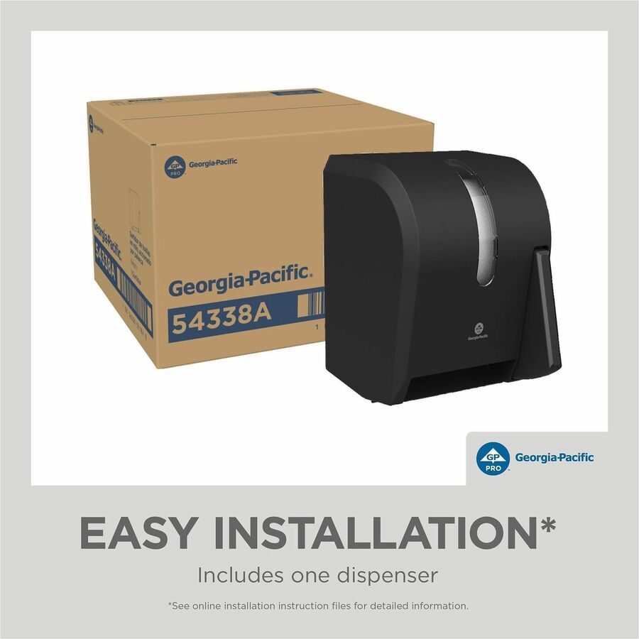 Roll Dispenser - 14.3" Height x 12.8" Width x 10.5" Depth - Black - Hygienic, Durable, See Through Window - 1 Carton
