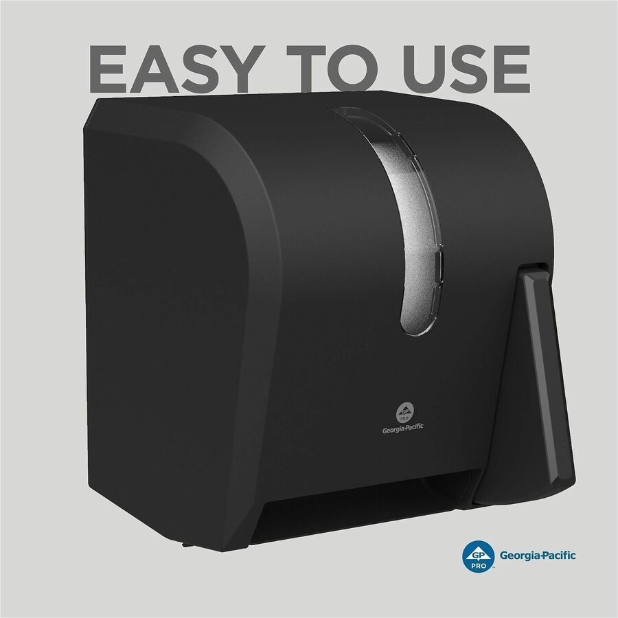 Roll Dispenser - 14.3" Height x 12.8" Width x 10.5" Depth - Black - Hygienic, Durable, See Through Window - 1 Carton