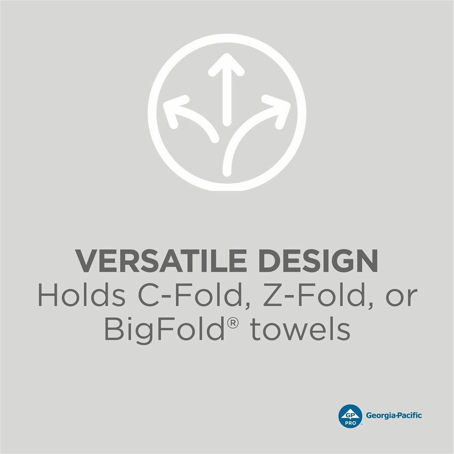 C Fold, Multifold, BigFold, Z Fold Dispenser - 400 x C Fold, 600 x Multifold - 15.5" Height x 11" Width x 5.3" Depth - Plastic - Black - Durable, Key Lock - 1 Carton